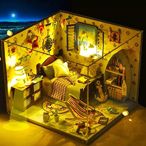 3D-Puzzles DIY Zusammenbau Hawaii Villa Haus Holzhäuser Puppenhaus Miniatur Mit Möbeln Led Leuchten Kreatives… – Bild 5