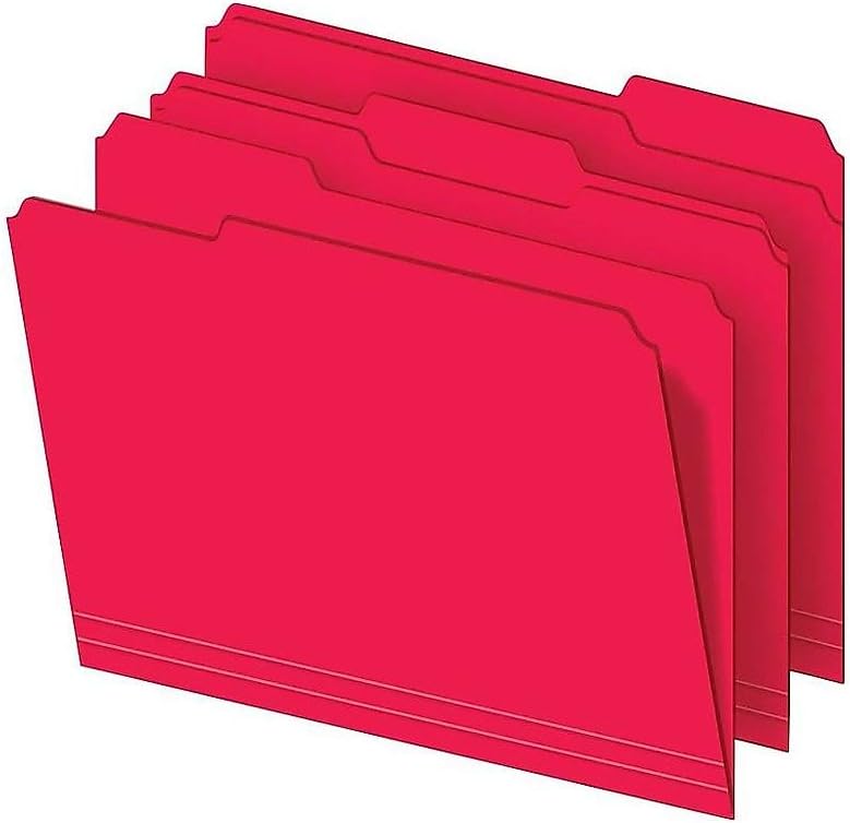 Staples File Folders, Letter Size, 1/3‑Cut Tabs, Assorted Positions, Assorted Colors, 50/Pack