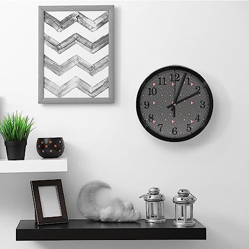 Horloge murale silencieuse à quartz à piles avec motifs cœurs