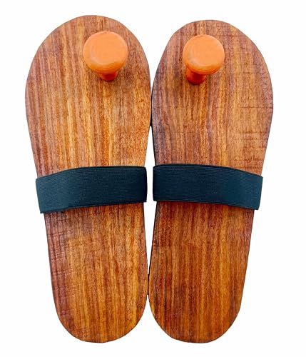Image of INDIGENOUS Handcrafted Traditional Indian Khadau Slipper Or Ancient Foot Reflexology Massage Footwear For Man And Women (Regular /Plain) Size-6
