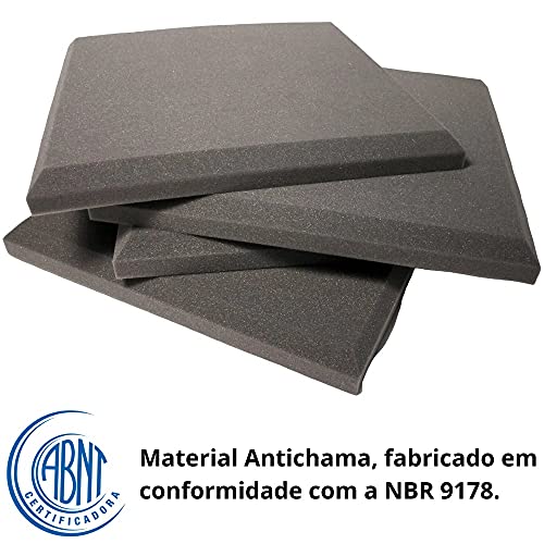 Kit 10 Placas Espuma Acústica Antichama 50X50X2Cm