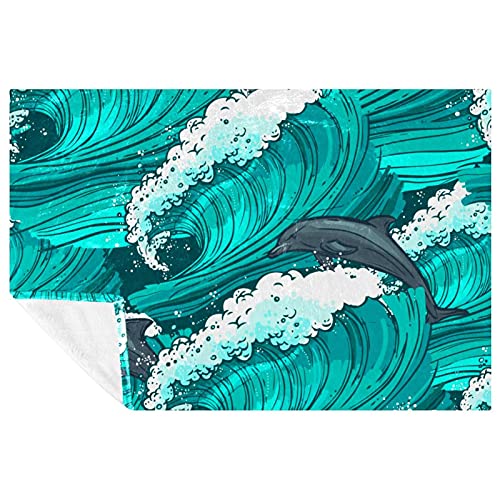 Couverture chaude vagues bleues plaid dauphin isolant thermique - 2
