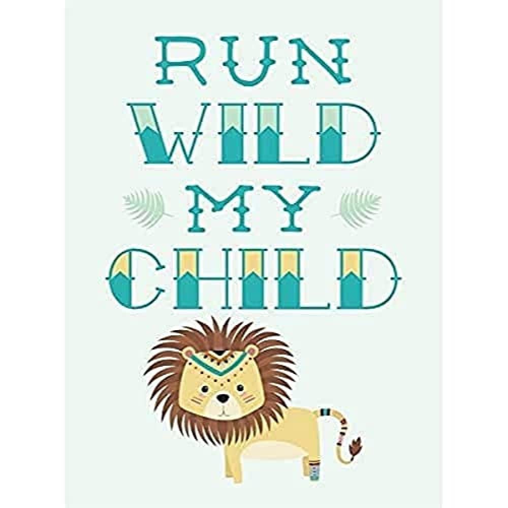 Kids Run Wild Child Lion Canvas Wall Art Print