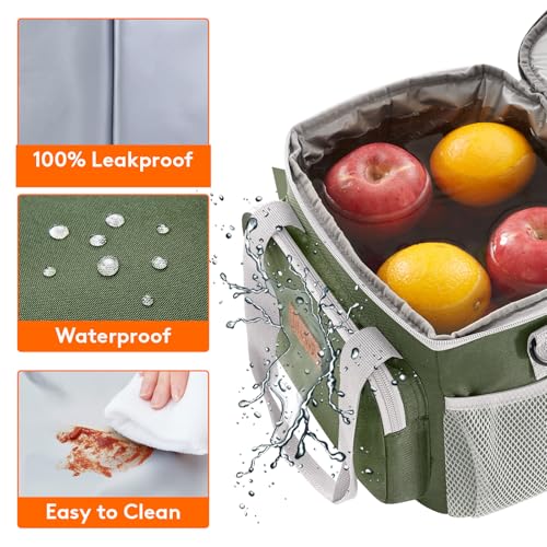 Image of Lifewit Medium Lunch Bag, Insulated Lunch Box, Soft Cooler Cooling Tote for Adult Men Women, Gray and Green 12-Can (9L)