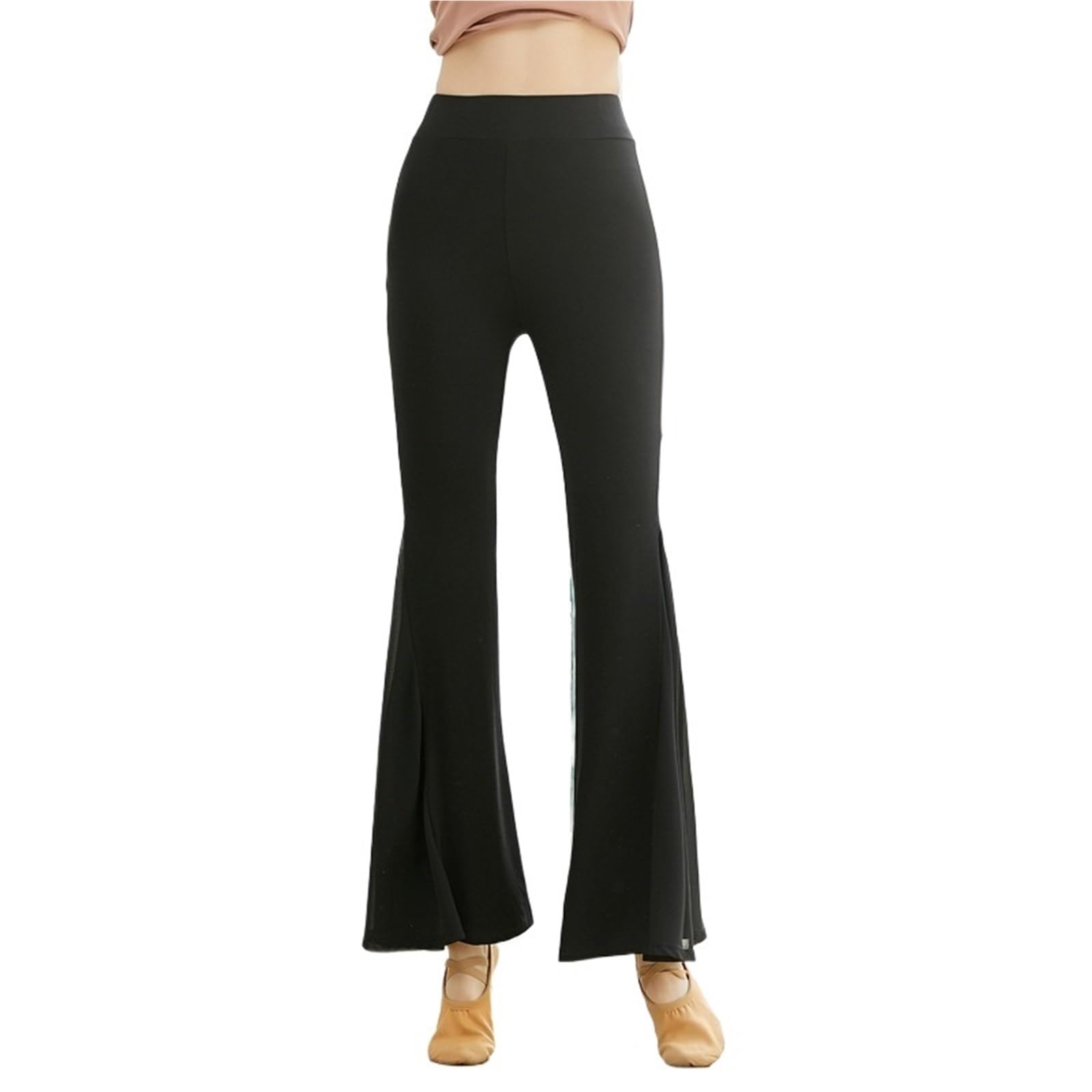 Pantaloni da Ballo Pantaloni da Ballo Latino da Donna Autunno Costume da Danza del Ventre for Adulti Pantaloni da Pratica Svasati Pantaloni Sportivi(Black,M)