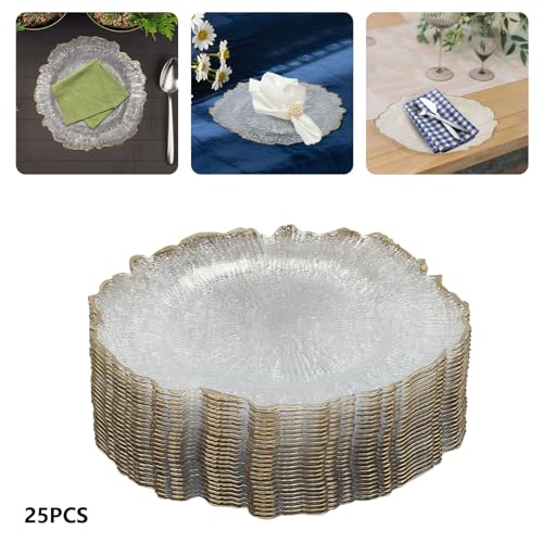 Set 25 Platos Dorados 32 cm Plástico Reutilizable miniatura 2