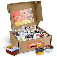 Genussleben Frühstücksbox mit ca. 900g Konfitüre, Marmelade, Honig, Haselnusscreme in vielen Geschmacksrichtungen, ca. 35 kleine Portionen im Mix für Büro, Familie oder Camping.