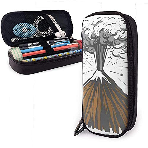Preisvergleich Produktbild Eruption Vulkan farbige Leder Federmäppchen, Bleistift Tasche Stifthalter stationären Fall