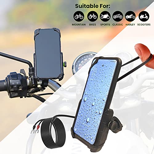 Image of GRAND PITSTOP Mobile Holder for Bikes, Motorcycle, Scooter, Bicycles, Wireless Jaw Grip Bike Mobile Holder for Maps and GPS Navigation with 360 Rotation Aluminium Handlebar Phone Mount-Black