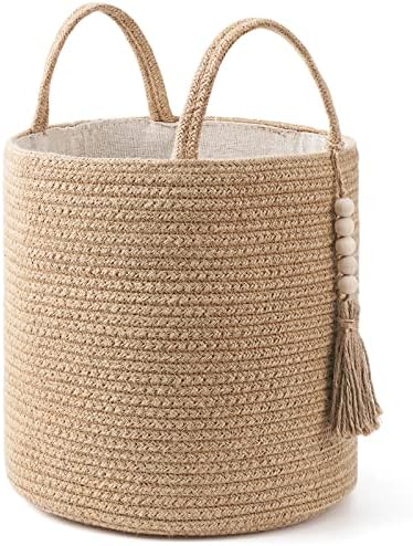 Mkono Woven Storage Basket Decorative Natural Rope Basket Wooden ...