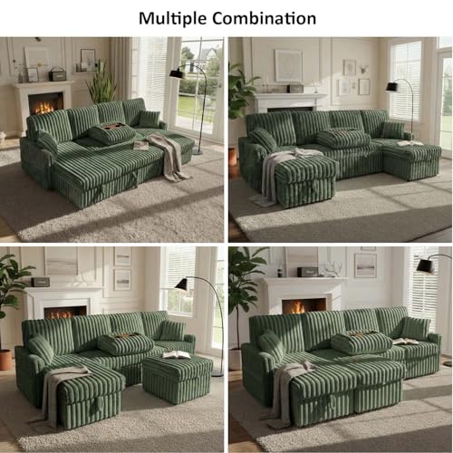 Image of KCGKCG 104 inch U Shaped Sleeper Sofa Bed, Pull Out Couches for Living Room
