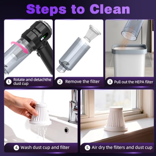 Image of Wansimoo Handheld Car Vacuum Cleaner,25000PA Strong Cyclonic Suction Car Vacuum Portable Cordless with Digital Display Mini Vacuum for Car, Home, Office, Kitchen (Silver)