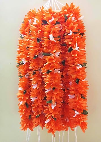 Image of Veni Gajra Hair Bun Artificial mogra Jasmine Juda Scrunchies For Women Pack 4 pieces (orange)