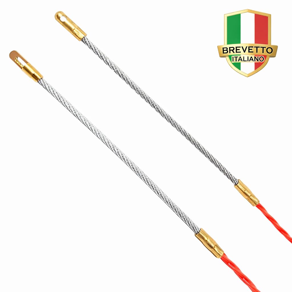 Veridium Sonda Passacavi Professionale Bidirezionale 3 mm 15 m, Pilota Passacavo Fili Elettrici per Tubazioni da 16-20 mm, Molla Elettricista in Poliestere con Doppia Testa Flessibile