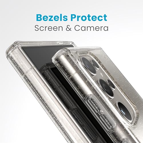 Image of Speck Presidio Perfect Clear Samsung Galaxy S24 Ultra Case - Drop & Camera Protection, Clear Phone Case, Wireless Charging Compatible, Shock Absorbant, Galaxy S24 Ultra Case - Gold Glitter