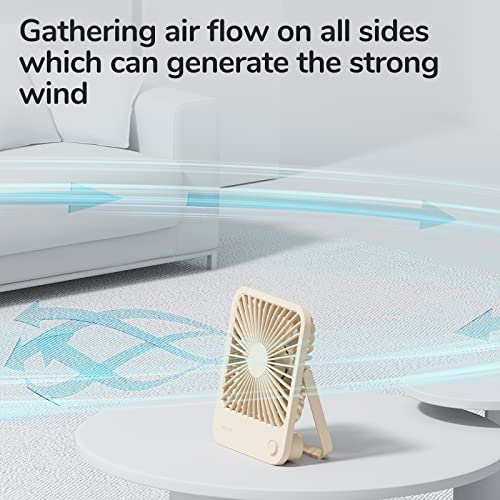 Image of JISULIFE Desk Fan Battery Rechargeable, 4500mAh 180Foldable Portable Personal Fan, 4 Speeds Adjustable Long Battery-life for Home Office Travel Outdoor Gifts for Women Men-Brown