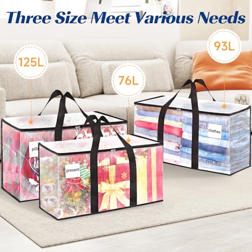 BlissTotes Moving Bags, 8-Pack Storage Bags with Zipper, Moving Bags Heavy Duty Extra Large, Moving Supplies, Clear Packing Bags, Reinforced Handles and Tag Pocket & Collapsible Moving Bags (76L)