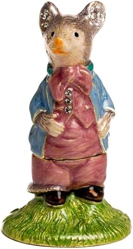 Miniatura 9 de Keren Kopal Caja de baratijas de padre y ratón decorada con cristales, almacenamiento de joyas, figura de animal pintada a mano, idea de regalo para