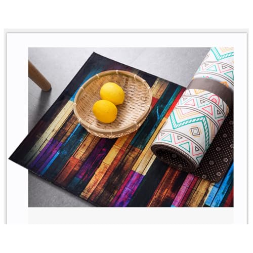 Alfombra de baño antideslizante con diseño de madera colorida, superabsorbente y lavable 6