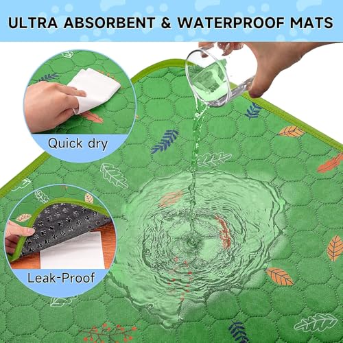 Image of Sunheir Washable Pee Pads for Dogs Large 24 inch x 72 inch 2-Pack Reusable Puppy Pads Pet Training Pads, Absorb Dog Mats, Whelping Pad, Non-Slip Protects Against Urine Leakage, Runner Rug (Leaves - Green)