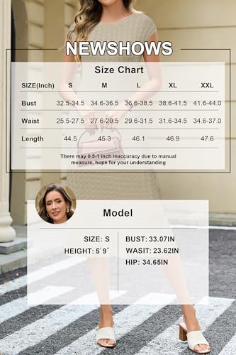 Image of Newshows Women's Hollow Slim Summer Fall Church Work Casual Sweater Dress | Machine Washable Knit Sweater Fabric, Hollow Design, Bell Sleeve, Business Casual, Church Teacher Outfits, Modest Dress