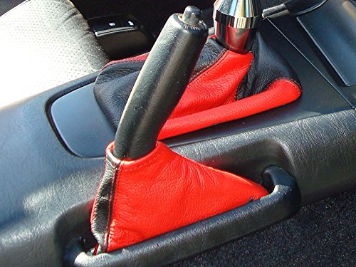 RedlineGoods ebrake Boot Compatible with Toyota MR2 1990-99. Tailor Made - not Universal. Genuine top-Grade Italian Black Suede (Alcantara) with Silver Thread