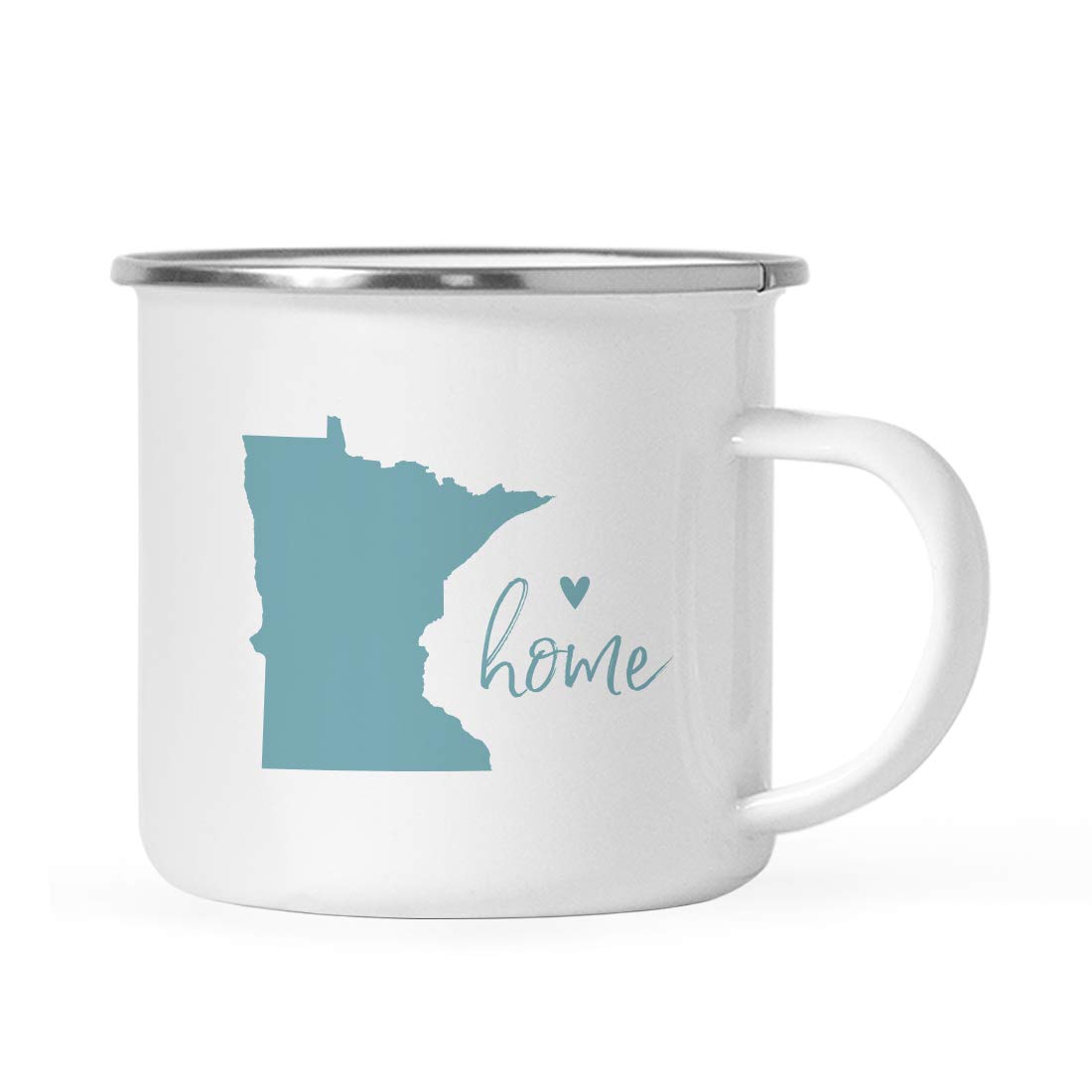 Andaz Press 11oz. US State Stainless Steel Campfire Coffee Mug Gift, Aqua Home Heart, Minnesota, 1-Pack, Metal Camping Camp Cup Long Distance Moving Away Hostess Graduation Gift