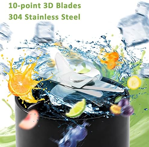 Portable Blender with Handle,32 Oz Portable Blender for Shakes and Smoothies,270 Watt Personal Blender with Rechargeable USB10 Blades, Tritan BPA-free cup, Smoothie Blender for Home,Travel, Sports (Black)