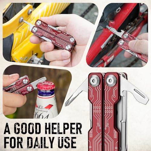 Image of BIBURY Mini Keychain Multitool Scissors BI2061R, 9 in 1 Multitool EDC Scissors with Screwdriver, Bottle Opener, Pocket Knife, Spring -Mini Multi Tool for Outdoor, Daily Use, Gifts for Men and Women