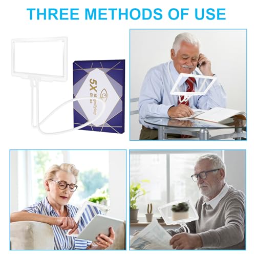 WELLTE Neck-Mounted Magnifying Glass, 5X, Full-Page, Premium Optical Grade PVC, Ideal for Low Vision Seniors - Image 4