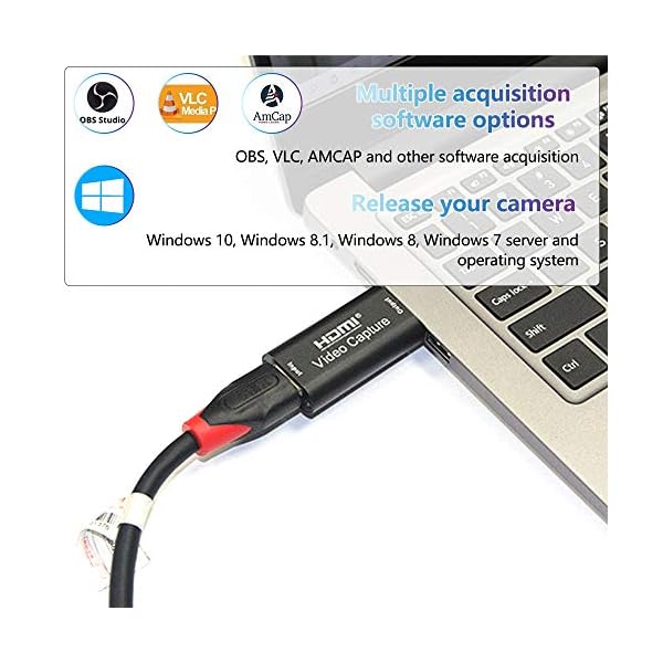 ConBlom Videoaufnahmekarte, HDMI Video Capture Card 1080P 30fps HD Video Capture Karte zu USB 2.0 Aufnahme über DSLR… – Bild 5