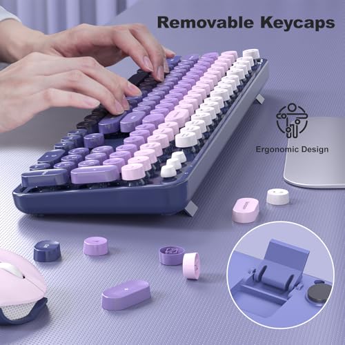Image of KNOWSQT Wireless Keyboard and Mouse Combo - Purple-Gradient Colorful 2.4G Typewriter Full-Size Cute Keyboards - USB Receiver Plug and Play, for Computer, PC, Laptop, Desktop, Windows