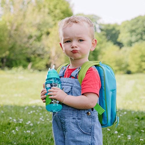 TUM TUM Flip Top Kids Water Bottle with Straw, Tritan Toddler Water Bottle, 400ml, BPA Free (Scruff The Dog)