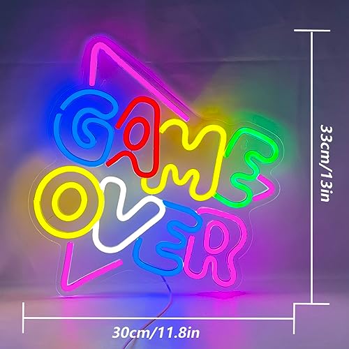 UExnkj-Y Game Over Neon Sign Game Zone Neon Light USB powered LED neon with switch, suitable for game room club, party - Image 3