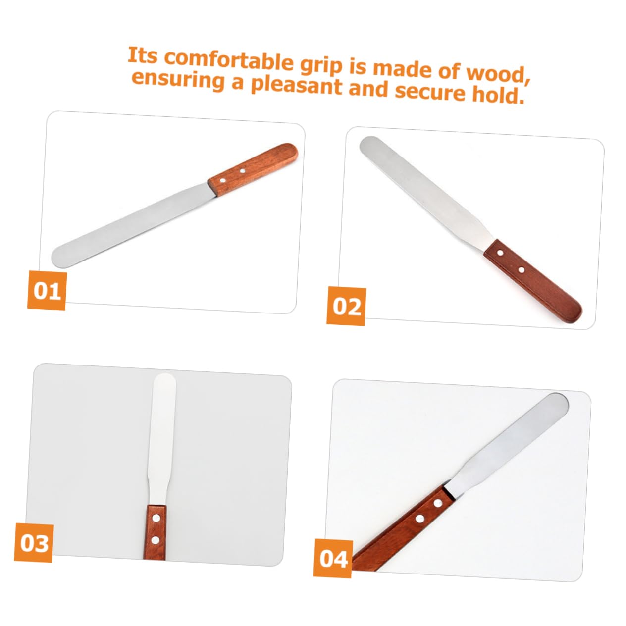 FRCOLOR Professional Hair Removal Waxing Scraper Wood Handle Stainless Steel for Safe Use