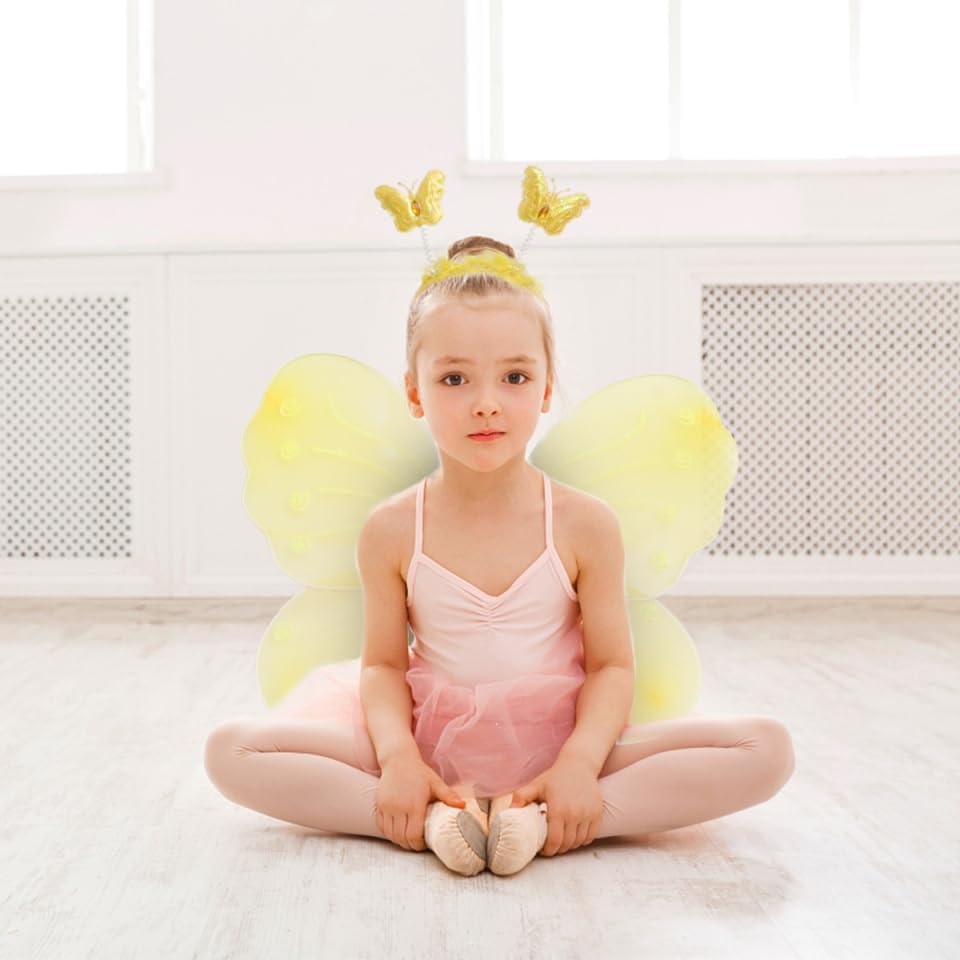 PRETYZOOM Butterfly Wings Set with Fairy Gauze Skirt Flared Tutu Dress up Accessory for Girls Dance Performance Party Costume - Image 5