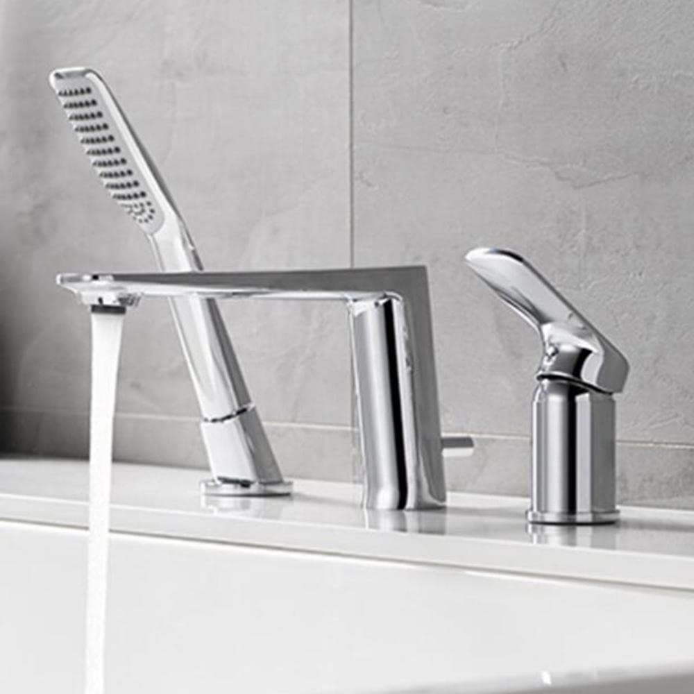 VDOQTLJT Bathroom Faucet Three Hole Brass Bathtub Hot Water and Cold Multi-Function Shower Faucet-Black(Nero)