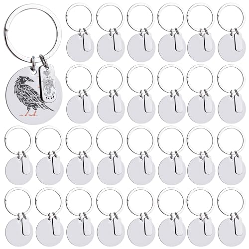 Otros Accesorios, Outdoors Framendino, paquete de 30 llaveros de metal grabables en blanco con grabado de acero inoxidable, etiquetas de metal para manualidades, manualidades (redondas)