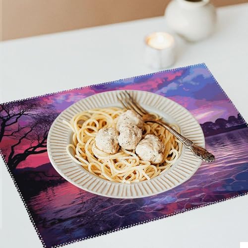 Set de table cuisine violet lot de 6 lavable protège table résistant chaleur imperméable