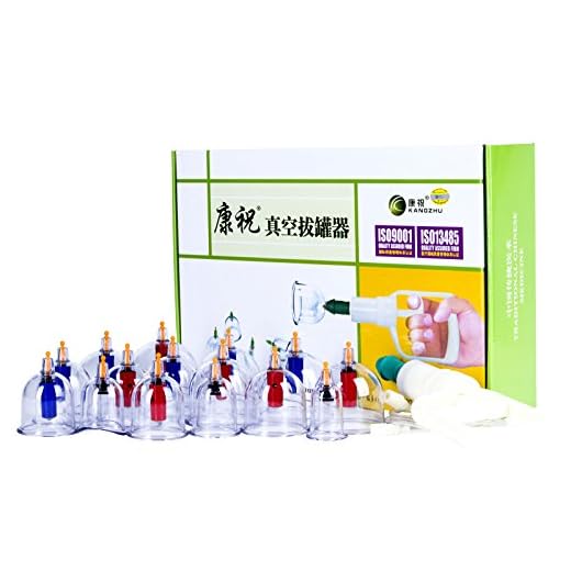 Kangzhu Professional Cupping Therapy Equipment Set with pumping handle 15 Cups & English Manual