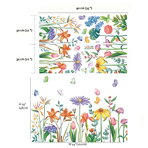 Vinilo decorativo floral y mariposas para pared miniatura 4