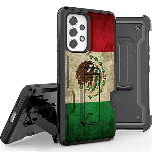 BEYOND CELL Compatible with Samsung Galaxy A53 5G, Armor Kombo Kickstand Case with Belt Clip Holster, Hybrid Rugged Heavy Duty Shockproof Drop Protection Mexican Flag