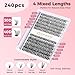 FENG BEAUTY DIY Lash Clusters Kit, 240PCS 30D+40D Mixed Lengths 10–16mm, Natural Wispy Fluffy Look, 2-in-1 Bond&Seal+Precision Tweezer, Lashes Extension Kit (0.07D, 10-16mm, Individual Lashes Kit)