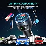 Bluetooth FM Transmitter, V5.0 Bluetooth Car Adapter, Bluetooth Radio Car, MP3 Player QC3.0 Quick Charge, Hands Free Calling, 2 Playing Modes, Blue led Display, Black, Medium (BH347) - Image 7
