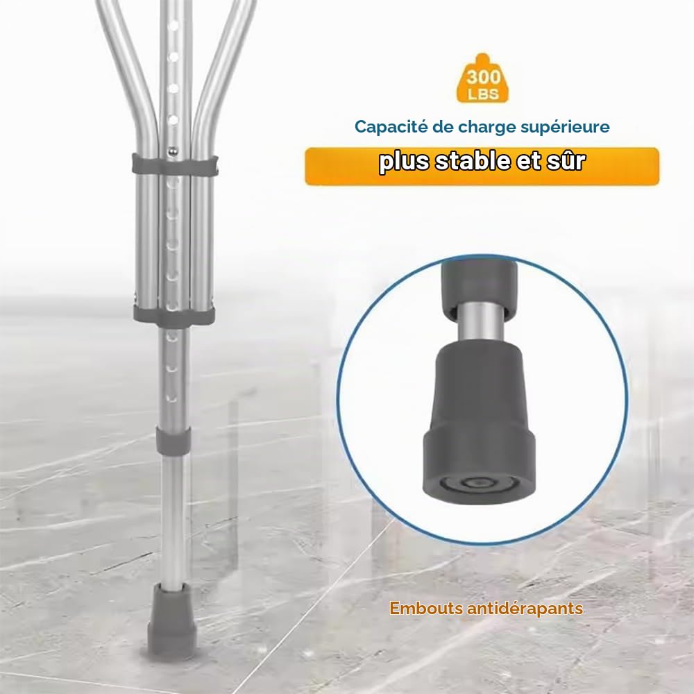 NEWFUN Bequille, Béquilles, Béquille, Réglables en Hauteur, d'Avant-bras, Charge Maximale 150 KG, Béquilles En Aluminium Avec Appui Souple sur l'Avant-bras et la Main, 1 Paire