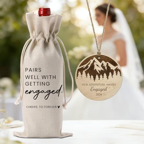 Image of Engaged Engagement Gifts for Couples Her Engagement Party Decorations | Our Adventure Awaits Engaged Wine Bag Acrylic Ornament 2026