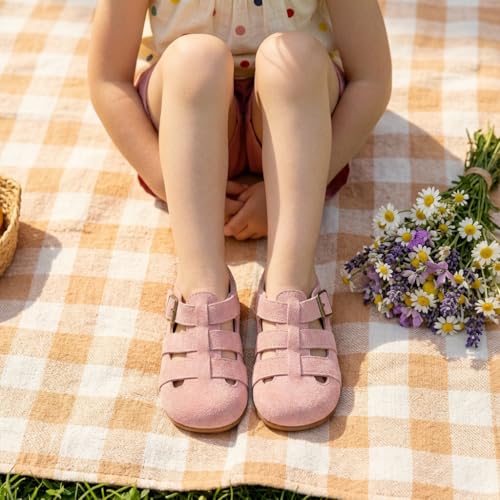 Image of ESTINE Toddler Girls Little Kids Close Toe Sandals - Flower Girl Dress Flats Summer Shoes
