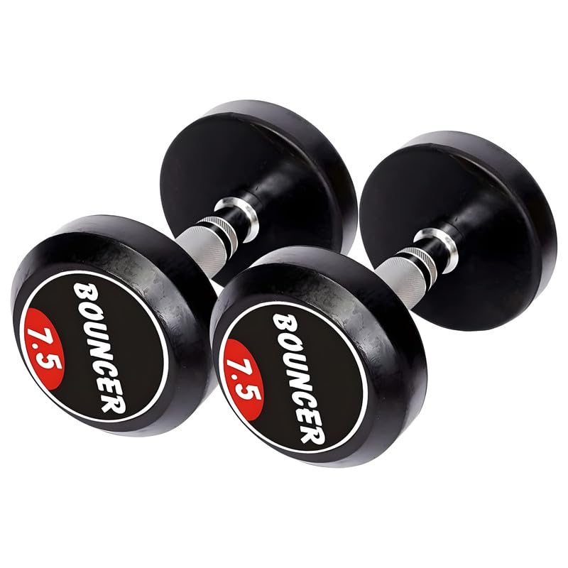 WallR Bouncer Dumbbells Set for Home Gym 7.5 kg Cast Iron Handle 1 pair Dumbbells set fo Fitness Gym set Home Workout I Anti Skid Round Shape Rubber Dumbbell (7.5 kg x 2)-15 kg set (B0CTFCXS22) Amazon Price History, Amazon Price Tracker