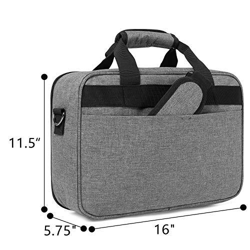 Luxja Projector Case, Projector Bag with Protective Laptop Sleeve, Projector Carrying Case with Accessories Pockets, Large(16 x 11.5 x 5.75 Inches), Gray - Thumbnail 5