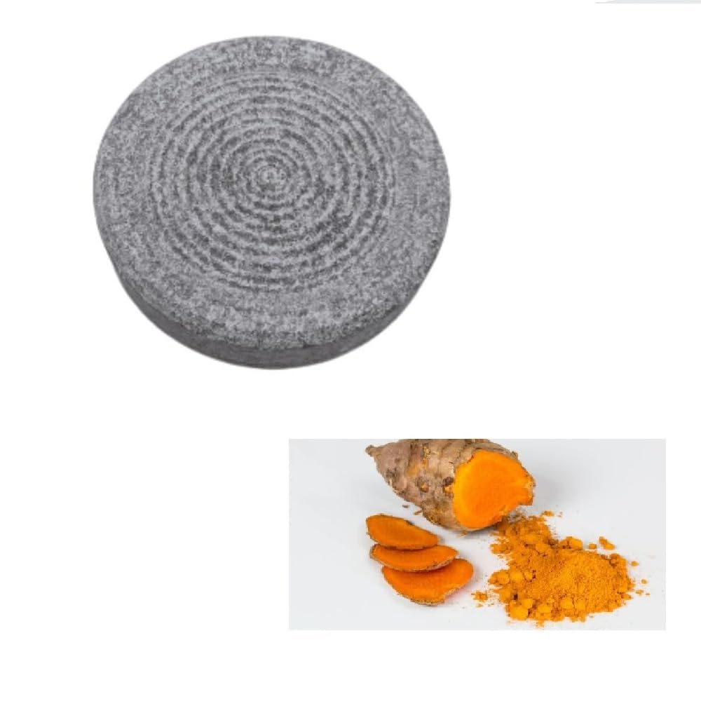 RARE OCEANS Natural Stone Turmeric Haldi Grinding Mortar Natural Stone Small (Grey) (Small Size 10cmx10cmx2cm,Code 001)